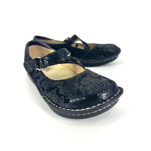 Alegria JIL-561 Black Paisley Leather Mary Jane Shoes Womens Size 38 EU 8 US